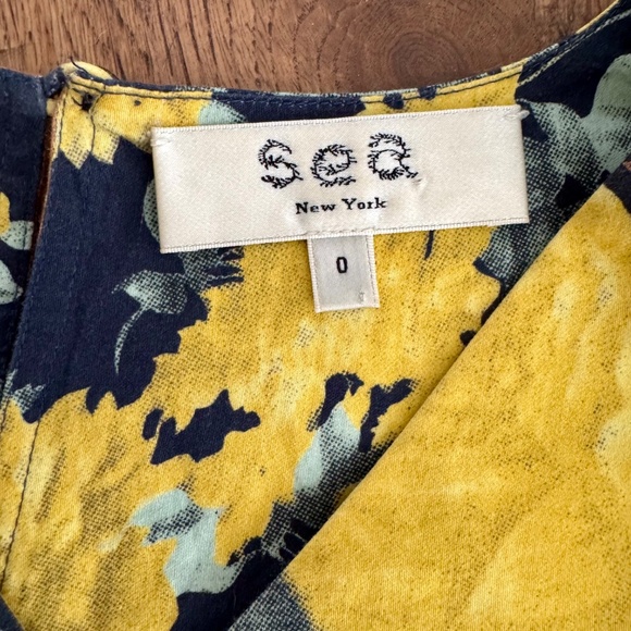 New Sea New York Ella Floral V-Neck Blouse Top Ruffle Women's Size 0 - Picture 6 of 7